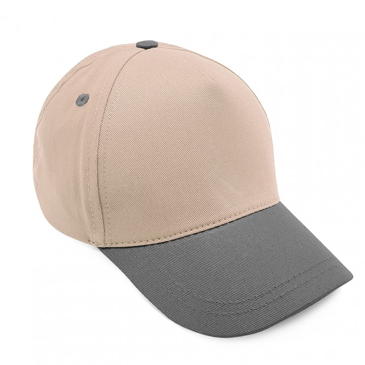 Bej Gri Pamuk Gabardin 5 Panel Sun Urban Duo Promosyon Şapkası